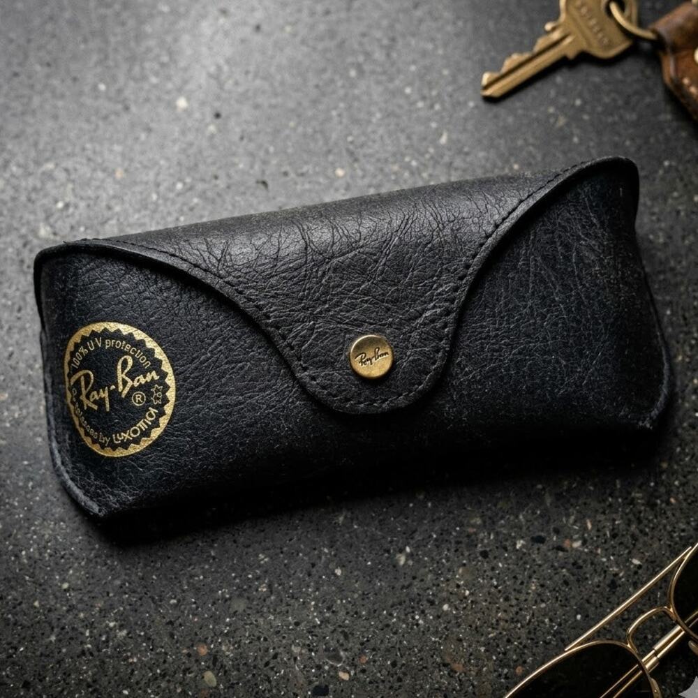 Authentic Ray-Ban Aviator Reverse Sunglasses Replacement Case Black Leather
